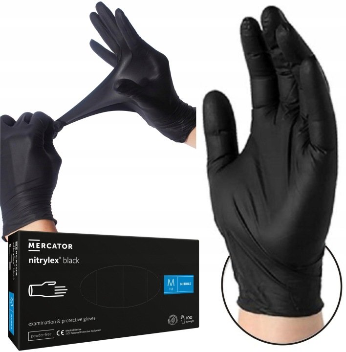 Nitrylex black rozm. M — rękawice nitrylowe bezpudrowe